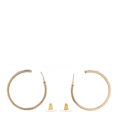 Chanel Metal Crystal Quilted CC Hoop Earrings Gold 3 of 6