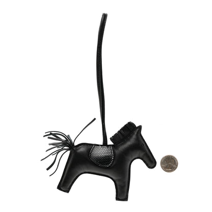 Hermes Milo Lambskin Lizard Touch Grigri Rodeo Horse Bag Charm MM So Black 2 of 4
