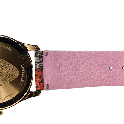 Gucci Stainless Steel Canvas 38mm G-Timeless GG Supreme Strawberry Quartz Watch Brown 6 of 7