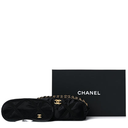 Chanel Nylon Grosgrain Lifestyle Pouch With Sleep Mask Black 14 of 14