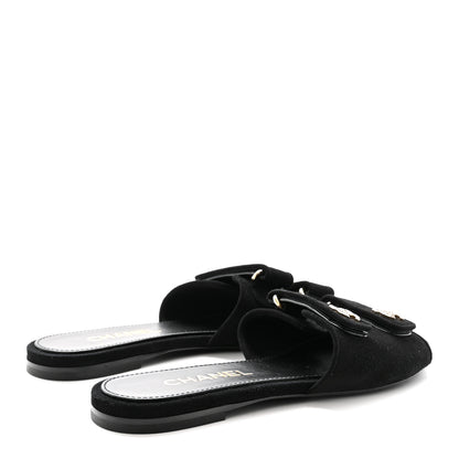 Chanel Suede Kidskin Velcro Mules 38.5 Black 5 of 8