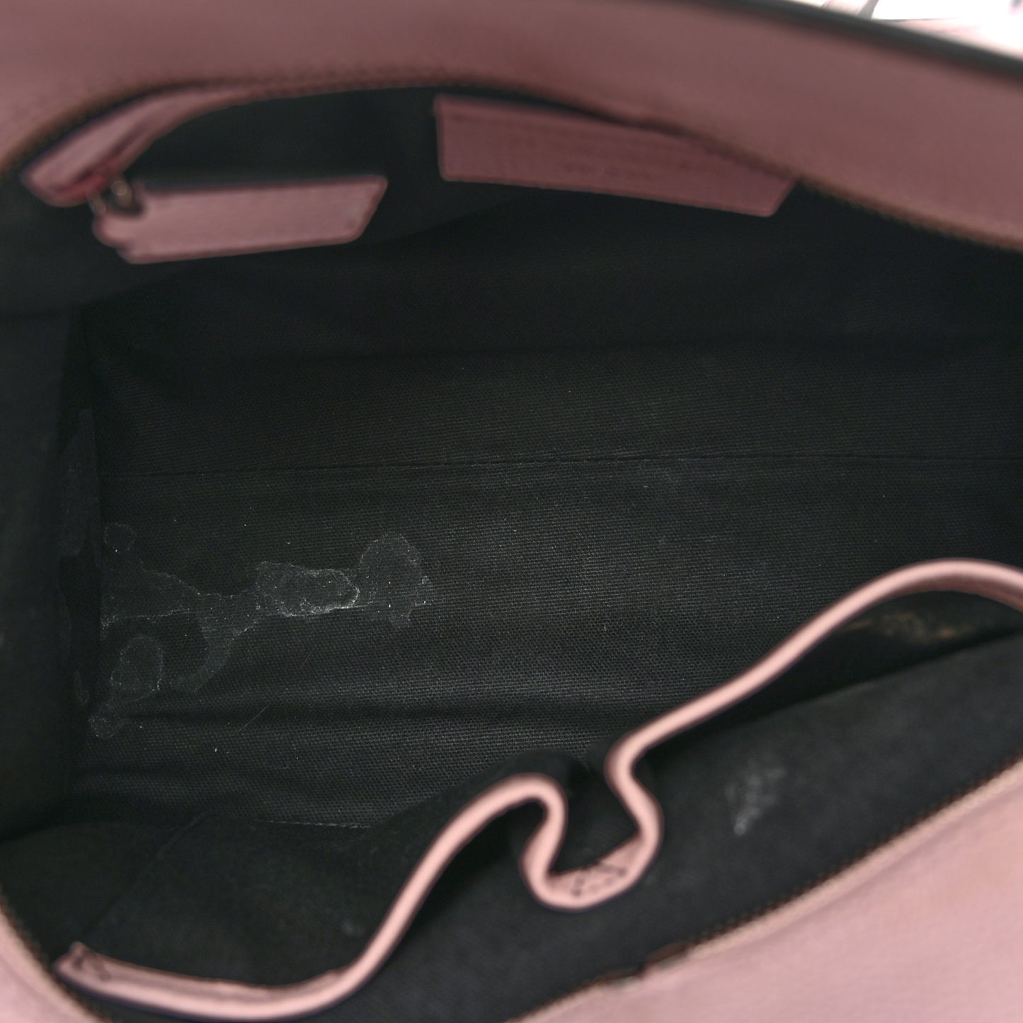 Calfskin Small Skull Padlock Zip Around Tote Baby Pink