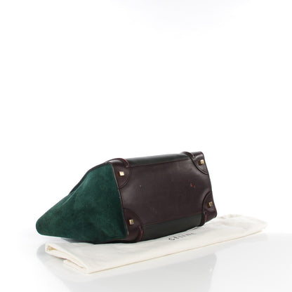 Celine Smooth Calfskin Suede Mini Tri-Color Luggage Burgundy 4 of 8