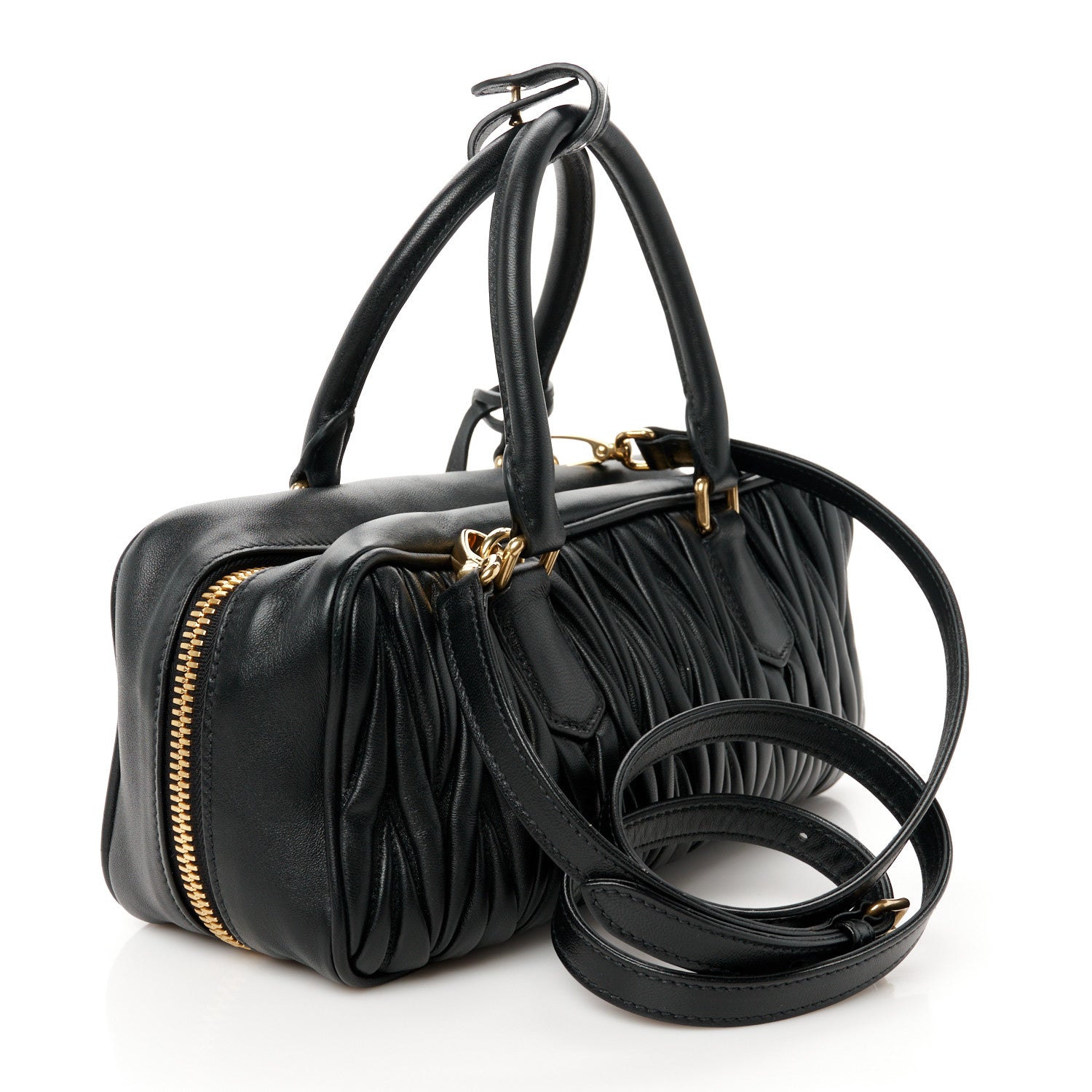 Miu Miu Nappa Matelasse Large Arcadie Top Handle Bag Black 3 of 11