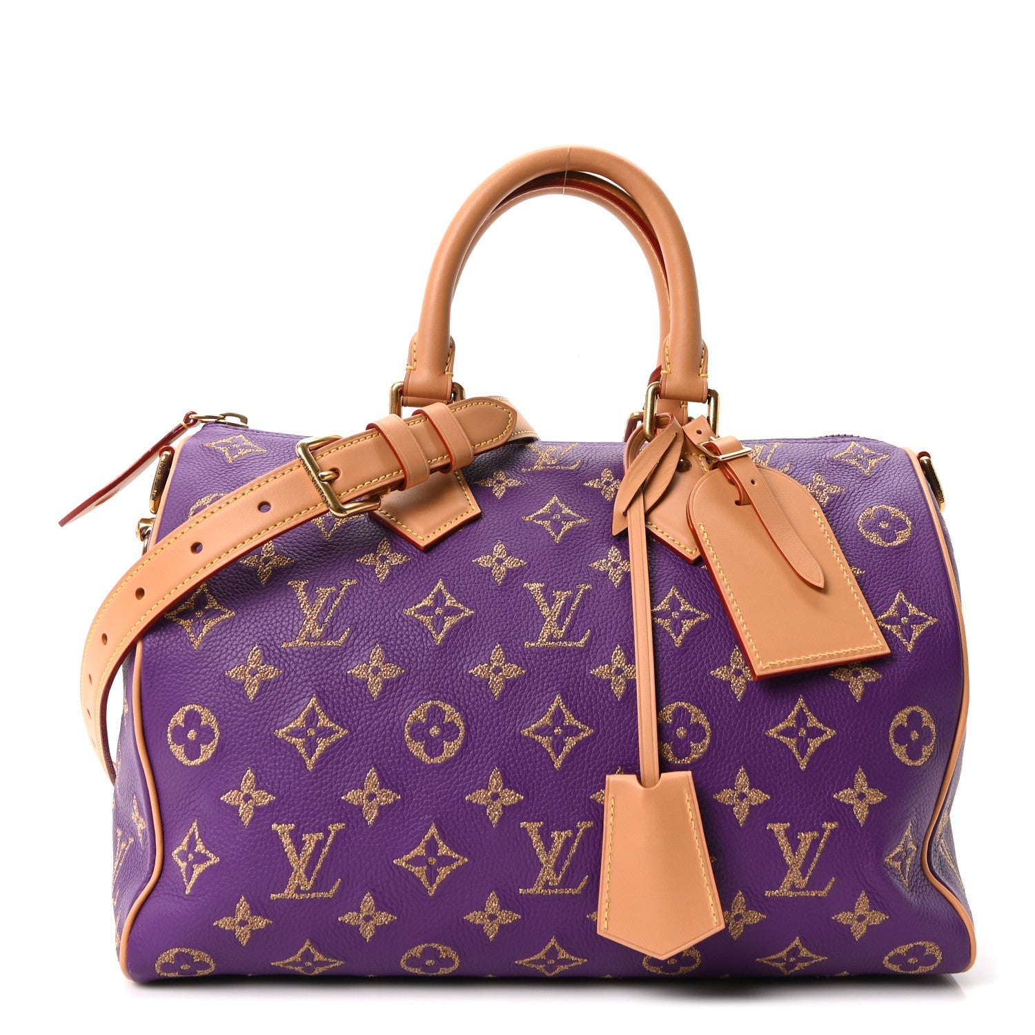 Louis Vuitton Calfskin Embroidered Monogram Speedy P9 Bandouliere 30 Golden Lotus Purple 1 of 10