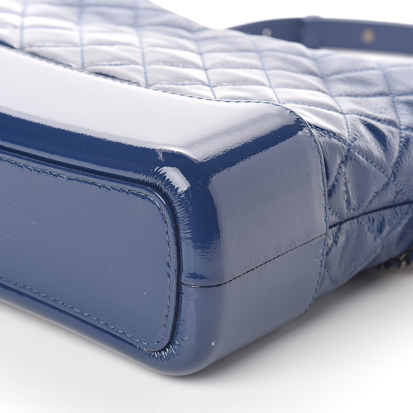 Patent Goatskin Quilted Medium Gabrielle Hobo Blue