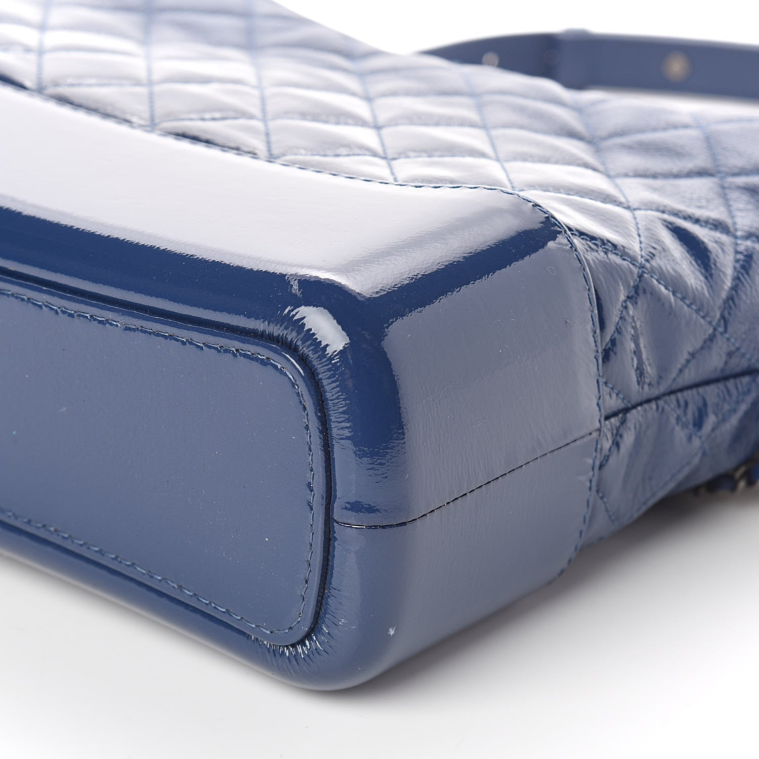 Chanel Patent Goatskin Quilted Medium Gabrielle Hobo Blue 10 of 10