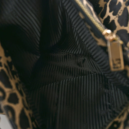 Fendi Jacquard Leopard Print Mia Tote Taupe Black 6 of 10