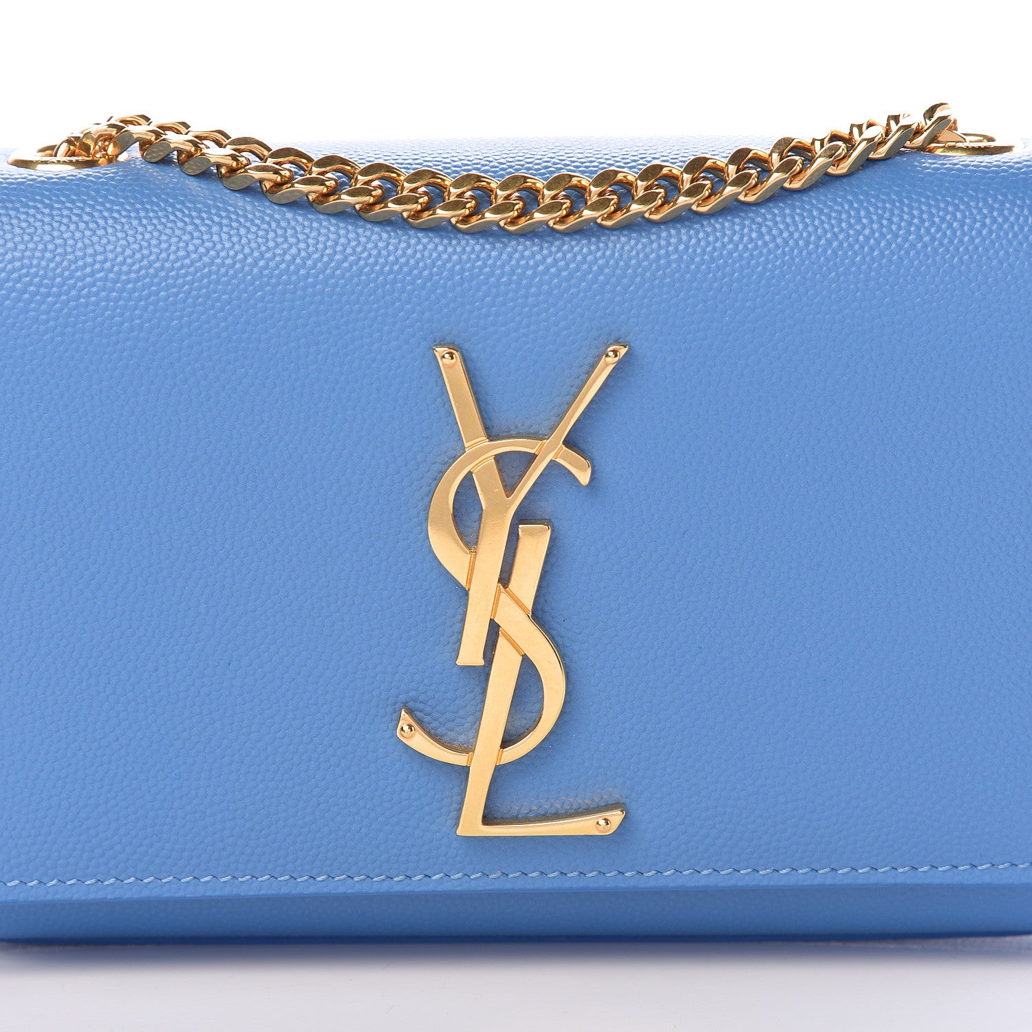 Saint Laurent Grain De Poudre Small Classic Monogram Kate Satchel Blue Clair 7 of 9