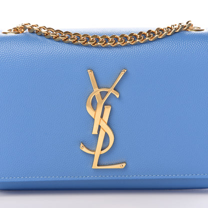 Saint Laurent Grain De Poudre Small Classic Monogram Kate Satchel Blue Clair 7 of 9