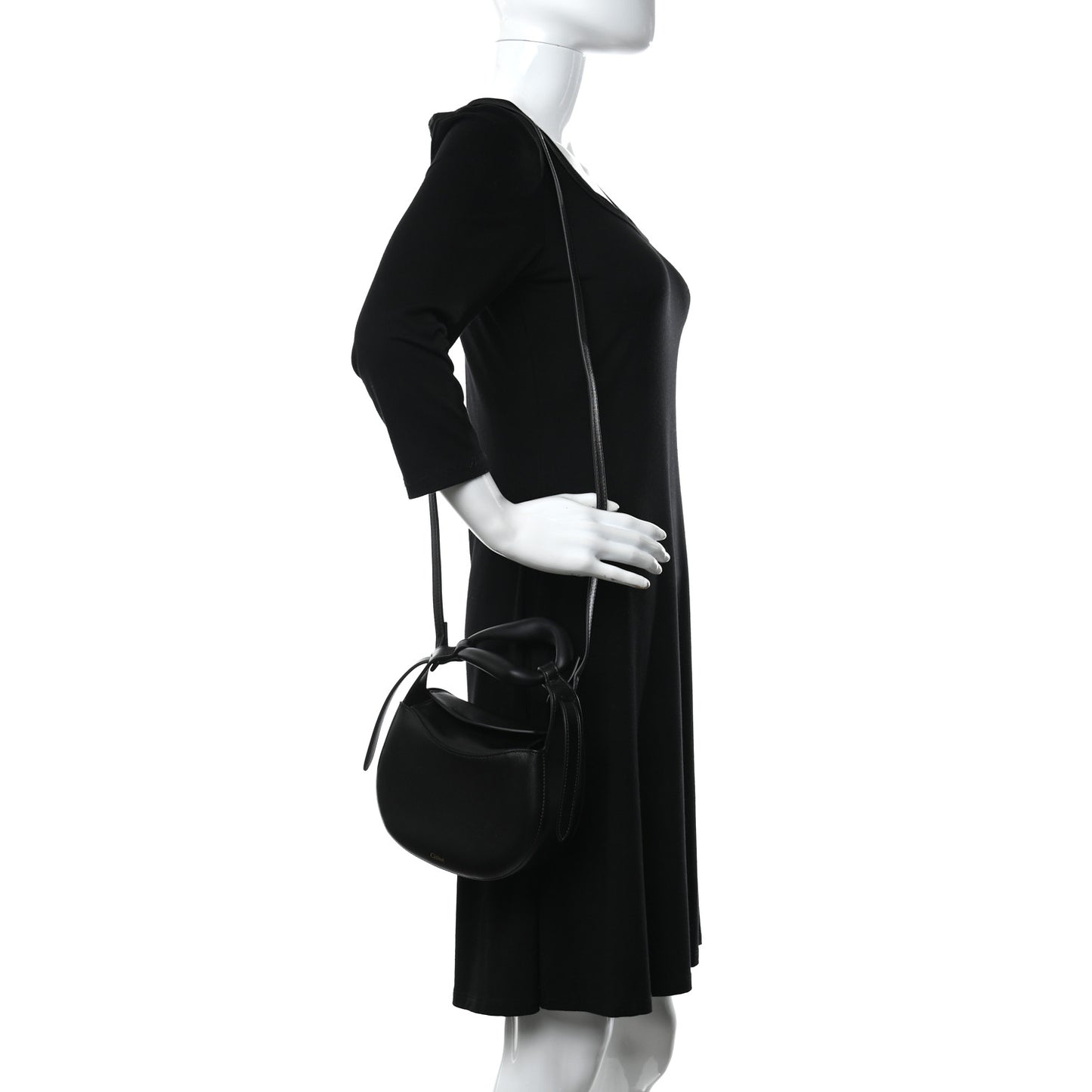 Small Grain Calfskin Kiss Bag Black