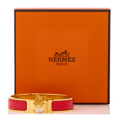 Hermes Enamel Narrow Clic Clac H Bracelet PM Rouge Vif 4 of 4