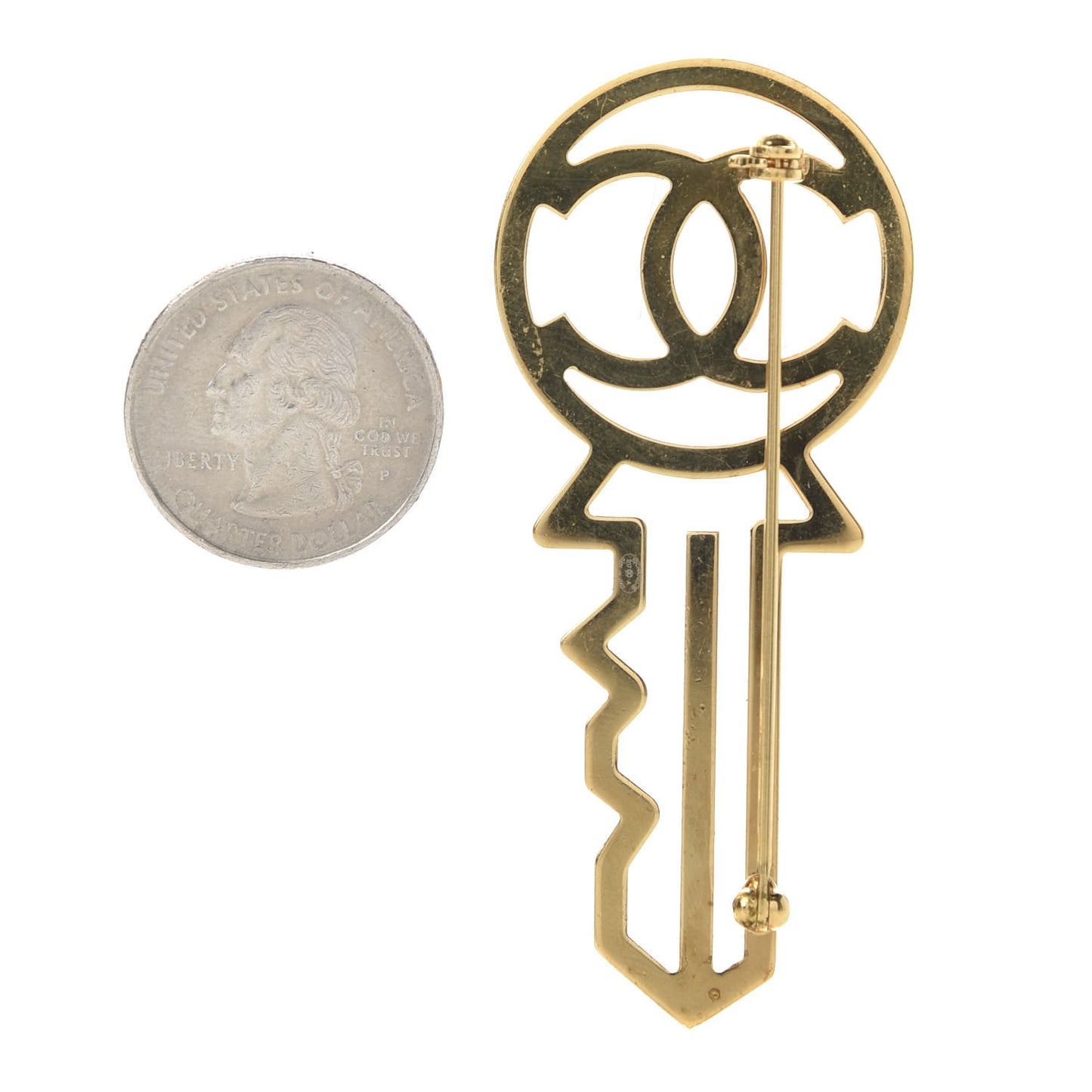 Crystal CC Key Brooch Black Gold