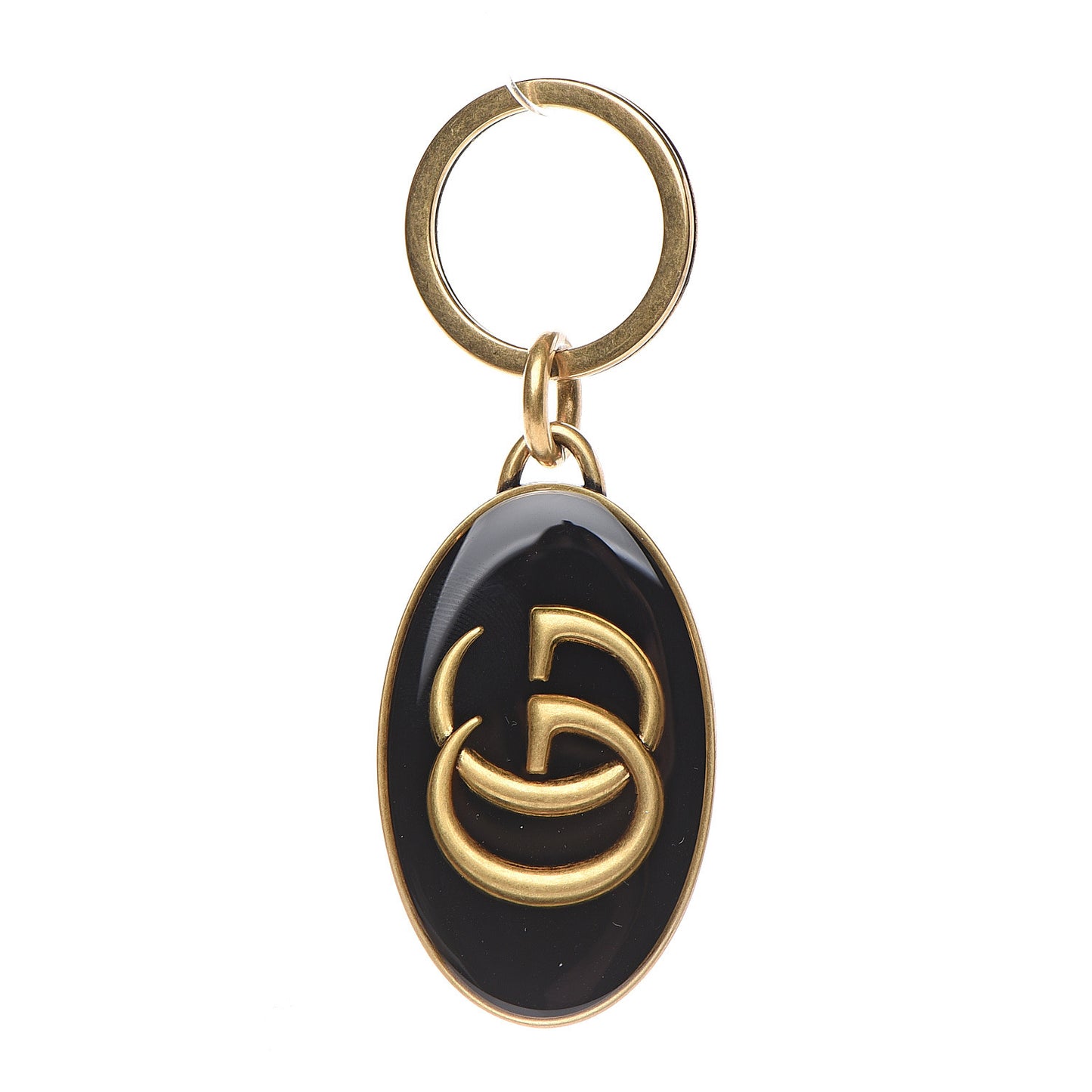 Enamel Double G Key Chain Black Gold