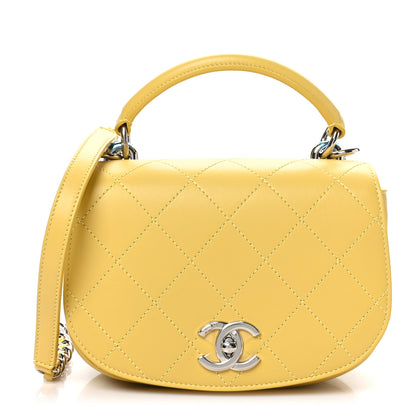 Chanel Calfskin Stitched Small Ring My Bag Flap Crossbody Yellow 1 of 10