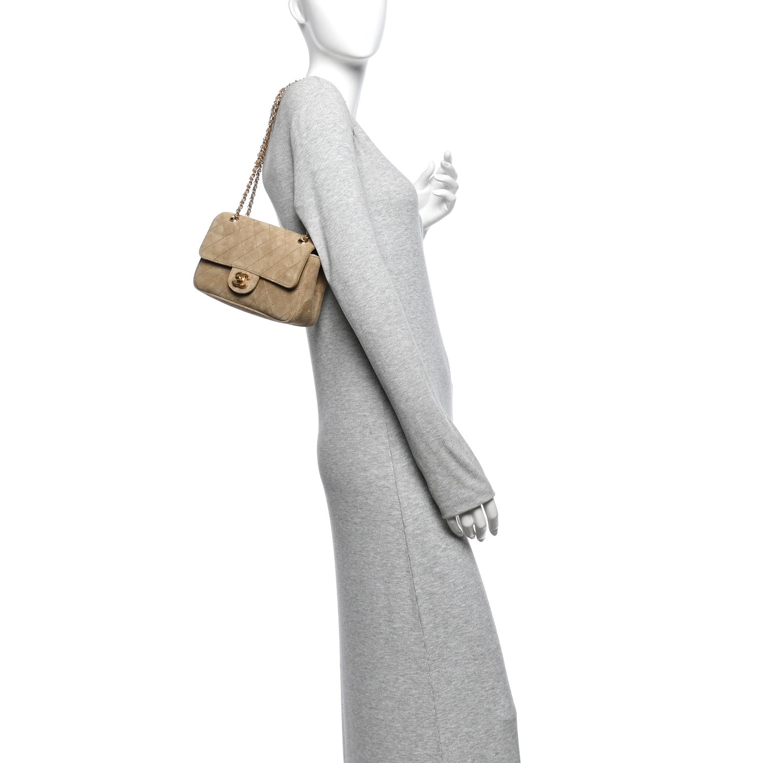 Chanel Suede Calfskin Mini Souplissimo Maxi Flap Dark Beige 2 of 10