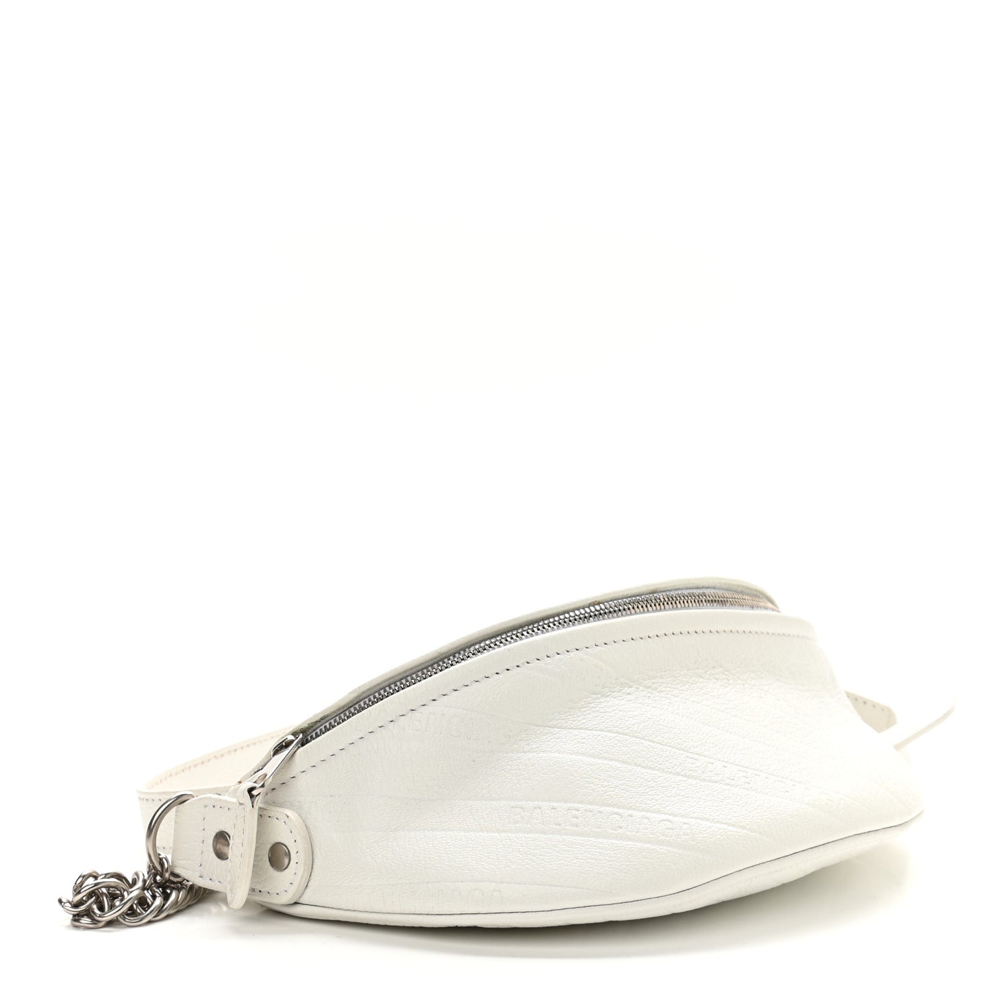 Shiny Goatskin Allover Logo Embossed XXS Souvenir Belt Bag White