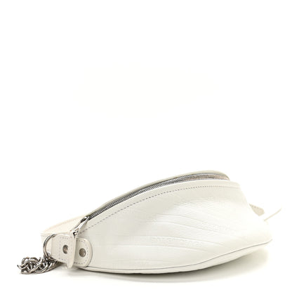 Balenciaga Shiny Goatskin Allover Logo Embossed XXS Souvenir Belt Bag White 4 of 10