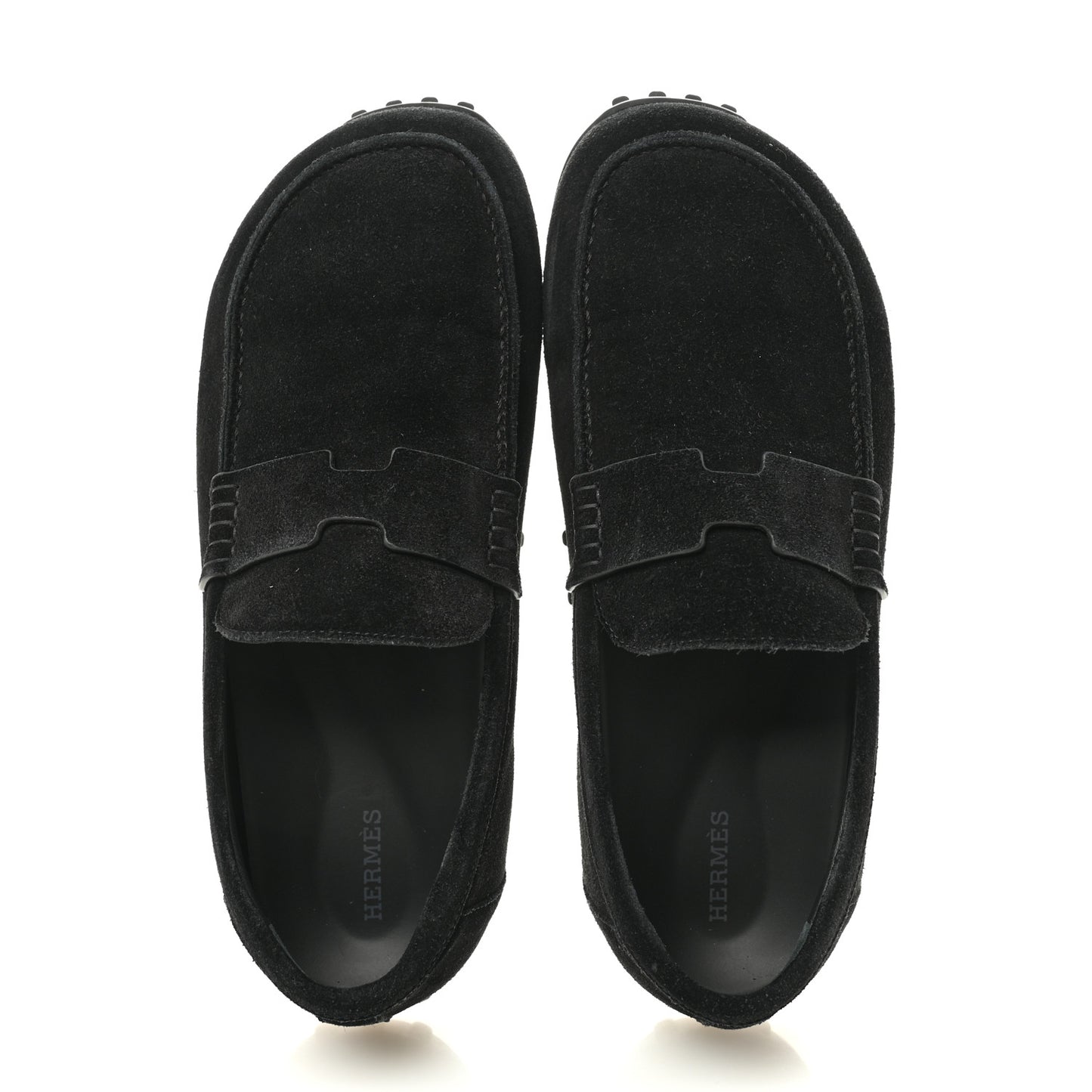 Suede Calfskin Womens Lazy Loafers 41 Black