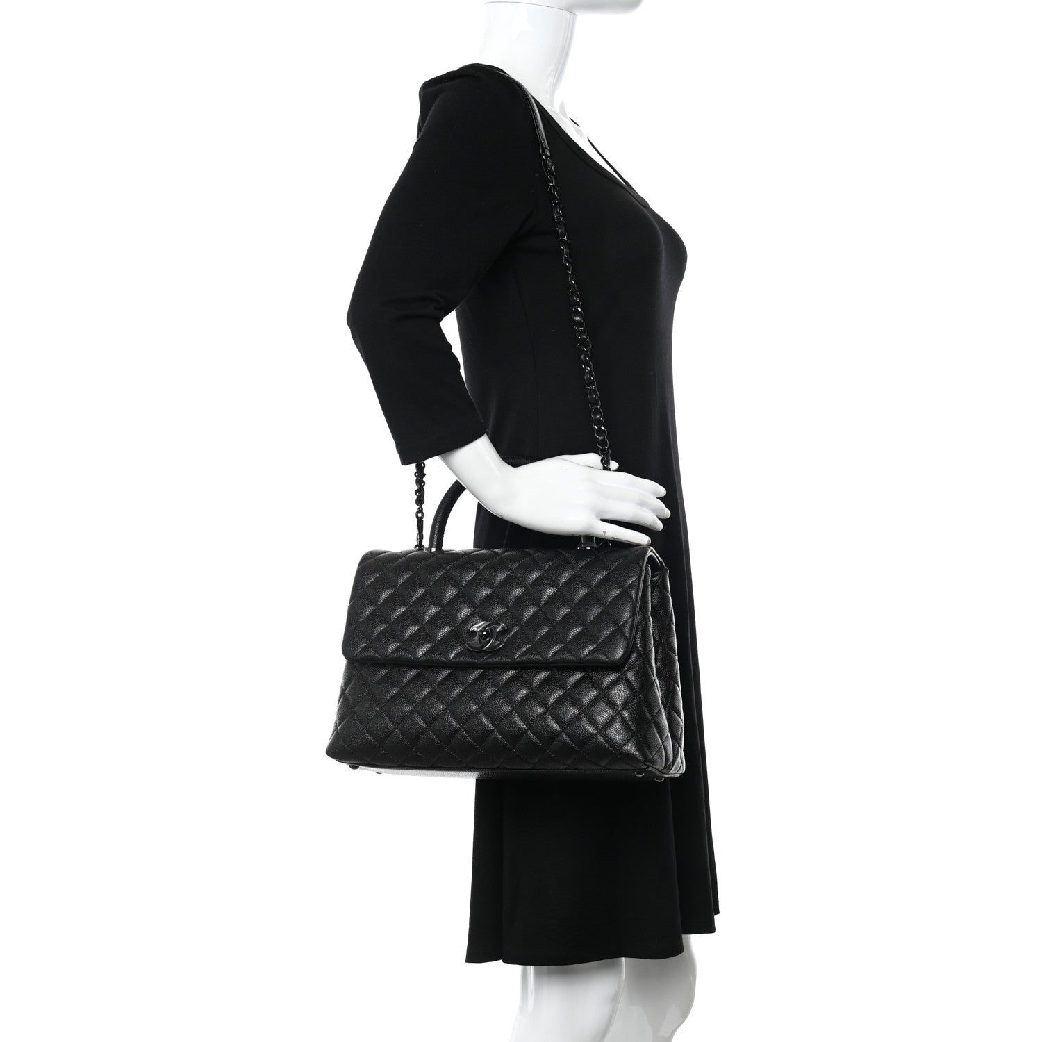 Chanel Caviar Quilted Medium Coco Handle Flap So Black 2 of 10