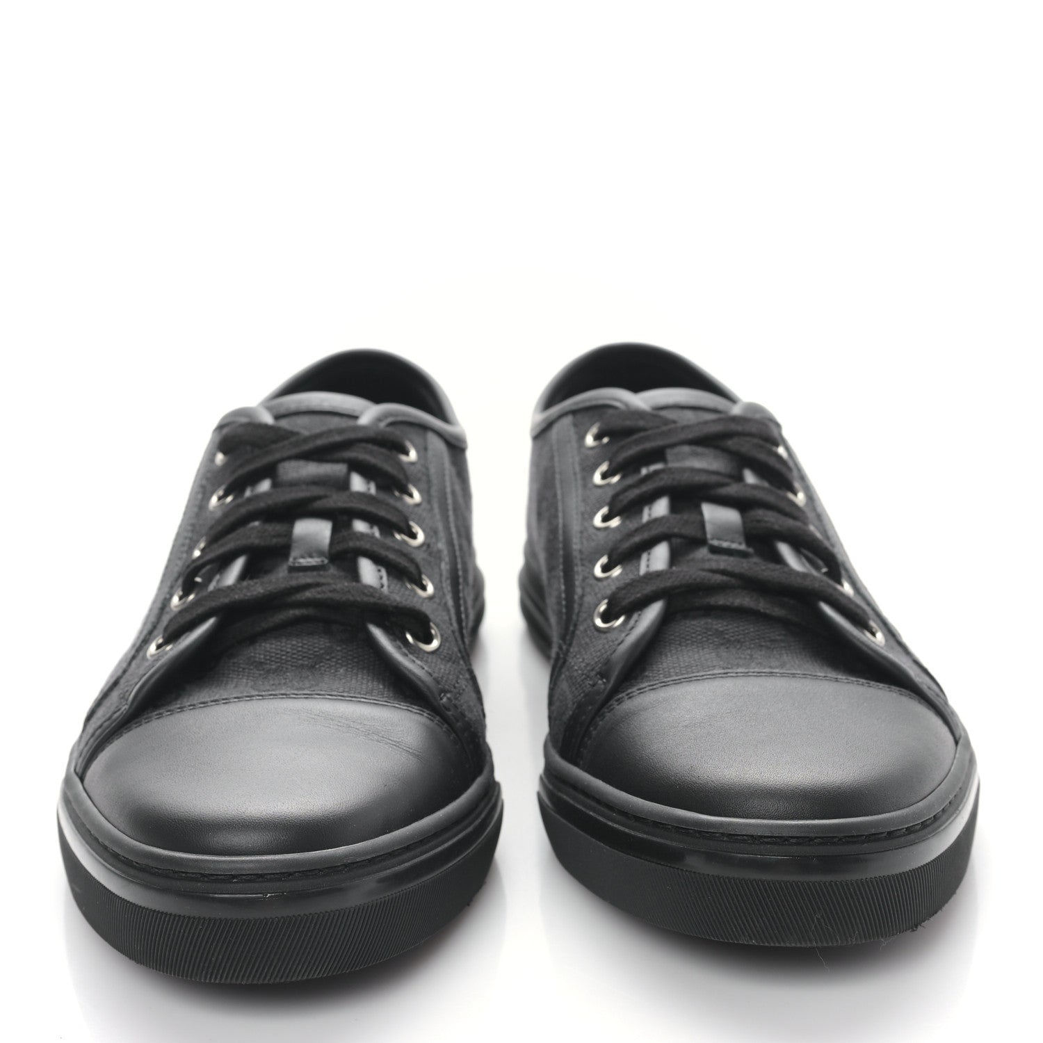 Gucci GG Monogram Calfskin Womens Low Top Sneakers 38 Piombo Black 2 of 9