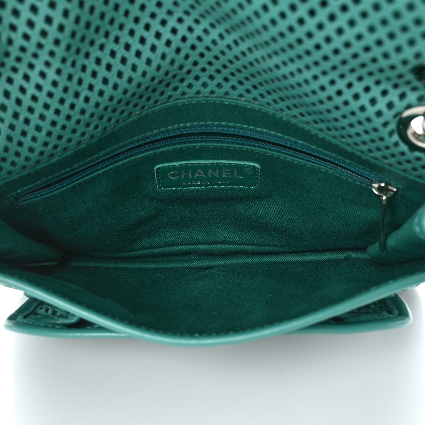 Perforated Calfskin Small Up In The Air Flap Green