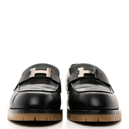 Hermes Calfskin Womens Faubourg Loafers 38.5 Black 2 of 10