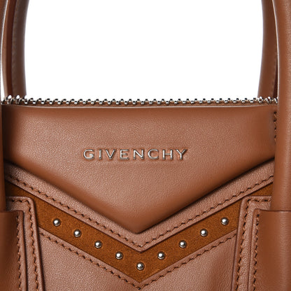 Givenchy Calfskin Suede Small Studded Chevron Antigona Cognac 6 of 8