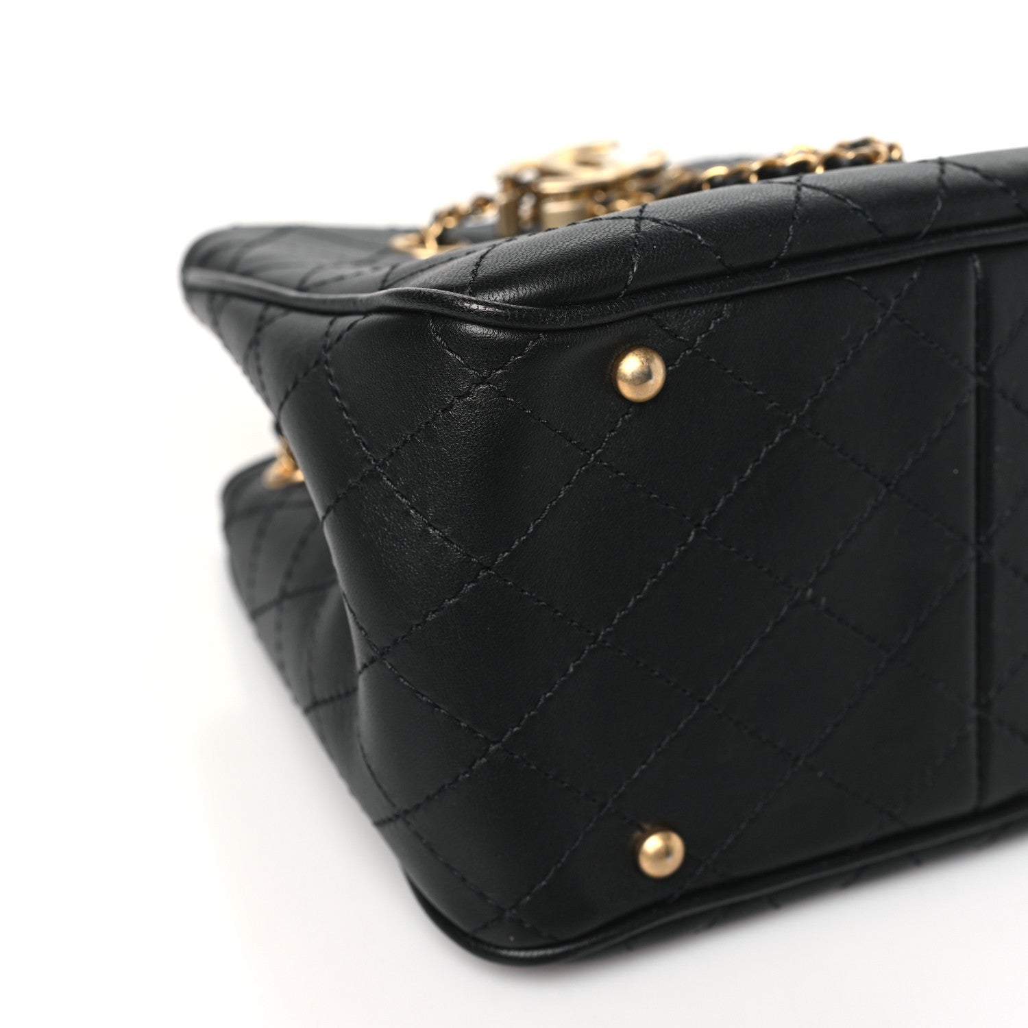 Chanel Calfskin Stitched Small Egyptian Amulet Drawstring Bag Black 9 of 10