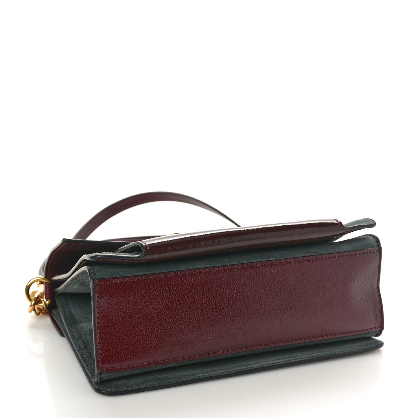 Crinkled Patent Deerskin Suede Small GV3 Shoulder Bag Aubergine Graphite