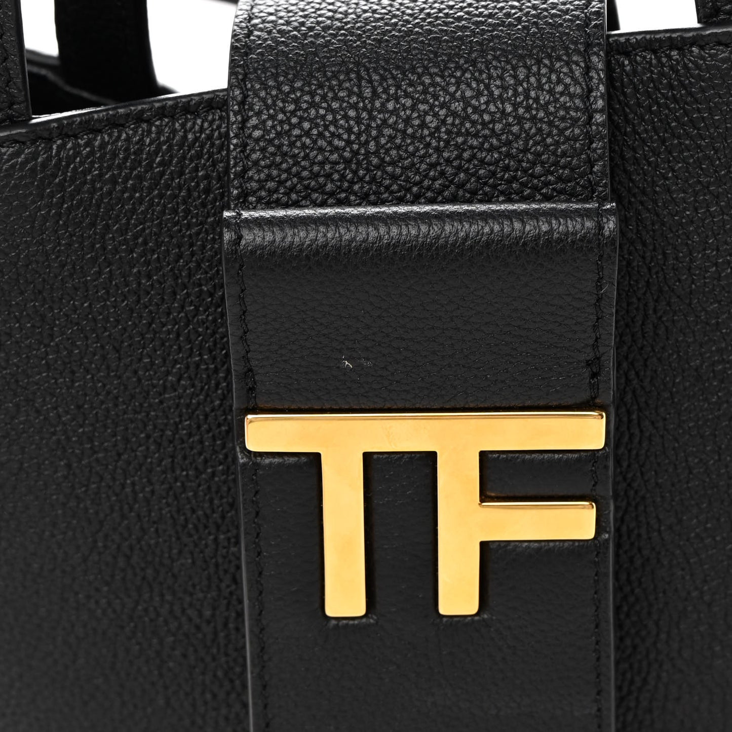 Grained Calfskin Mini TF East West Tote Black