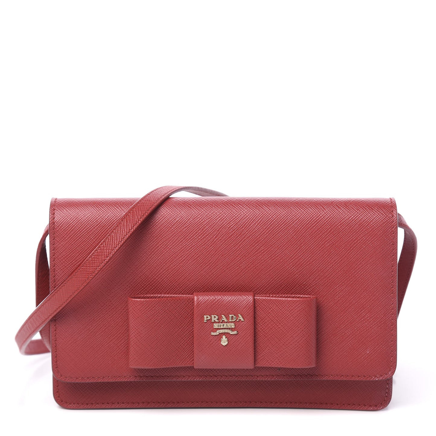Saffiano Fiocco Bow Flap Wallet Fuoco