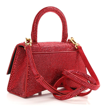 Balenciaga Strass Suede Hourglass Top Handle Bag XS Ruby 2 of 13