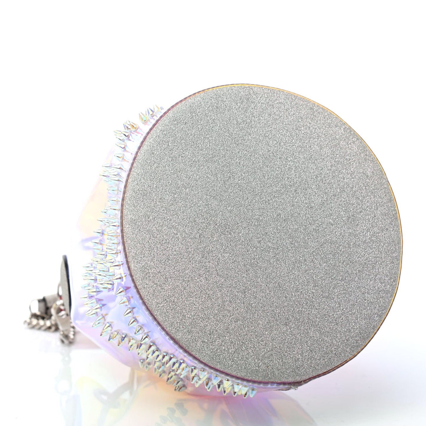 PVC Iridescent Marie Jane Studded Bucket Silver