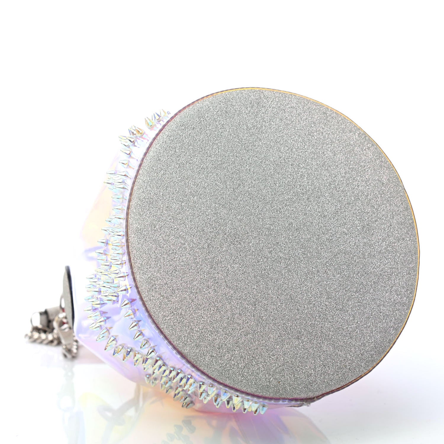 Christian Louboutin PVC Iridescent Marie Jane Studded Bucket Silver 3 of 4