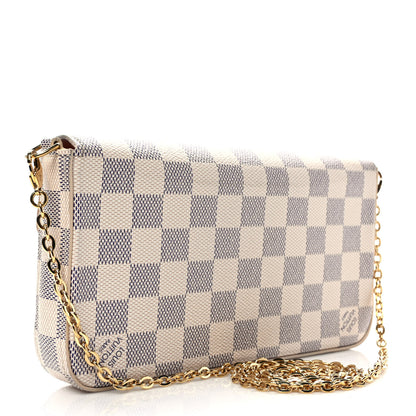 Louis Vuitton Damier Azur Pochette Felicie Chain Wallet Rose Ballerine 4 of 11