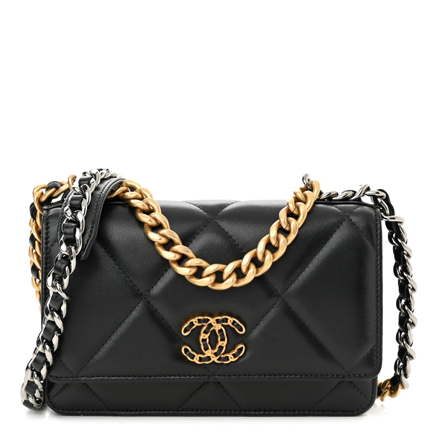 Chanel Lambskin Quilted Chanel 19 Wallet On Chain WOC Black 1 of 12