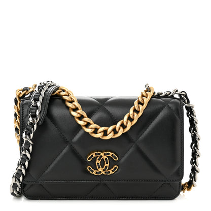Chanel Lambskin Quilted Chanel 19 Wallet On Chain WOC Black 1 of 12