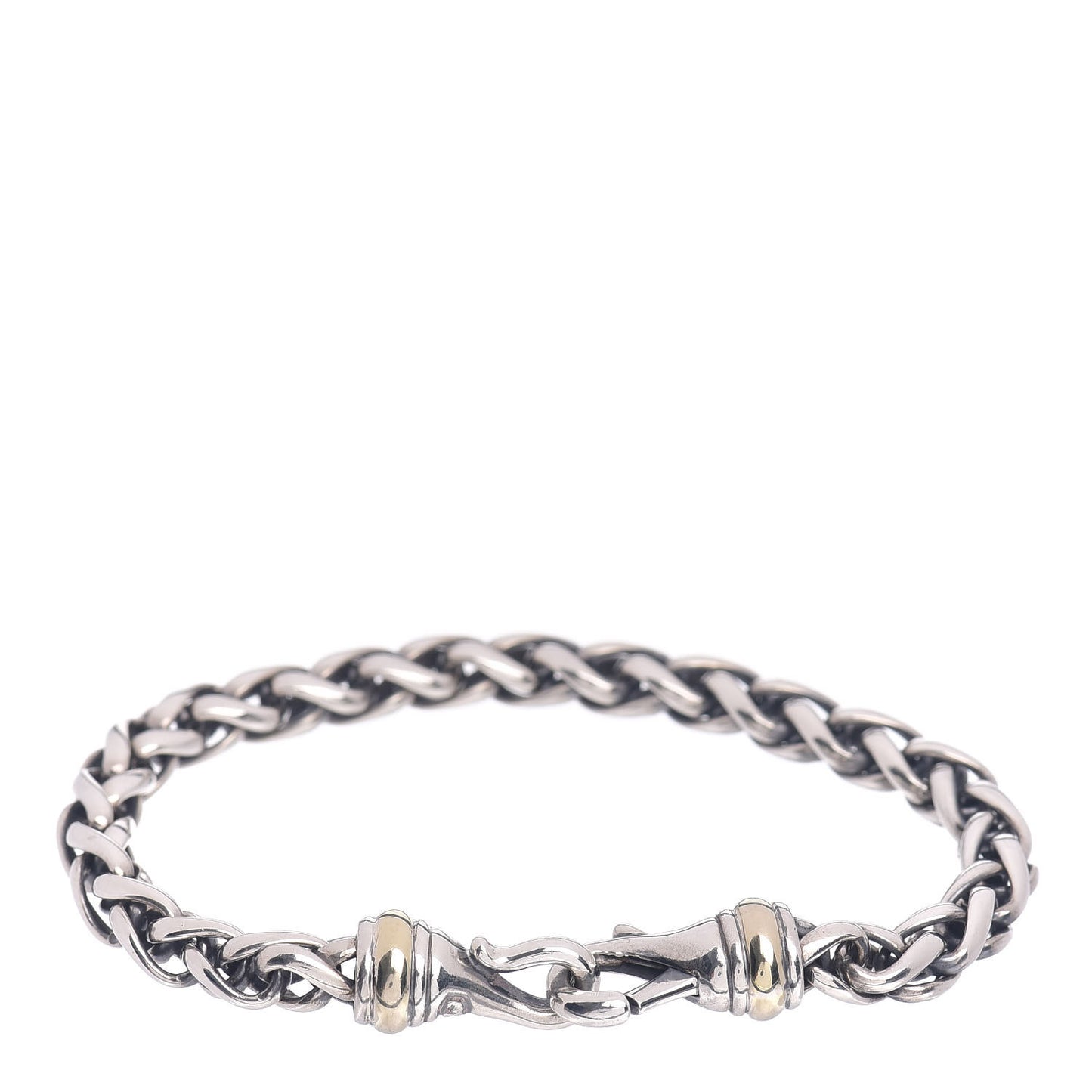 Sterling Silver 14K Yellow Gold 6mm Wheat Chain Bracelet