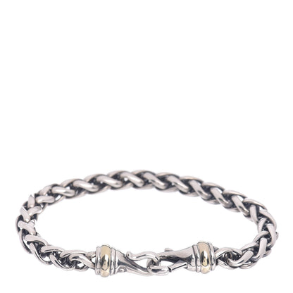 David Yurman Sterling Silver 14K Yellow Gold 6mm Wheat Chain Bracelet 3 of 4