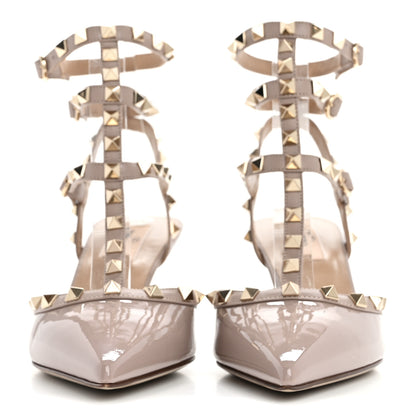 Valentino Garavani Patent Nappa Rockstud Ankle Strap 65mm Pumps 38 Poudre 3 of 10