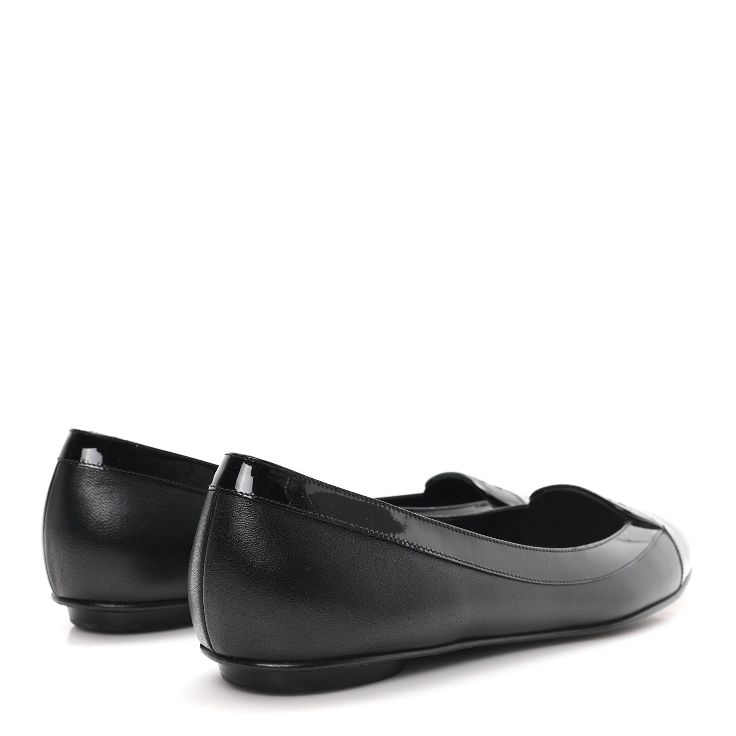 Chanel Calfskin Patent Cap Toe Ballerina Flats 38.5 Black 5 of 9