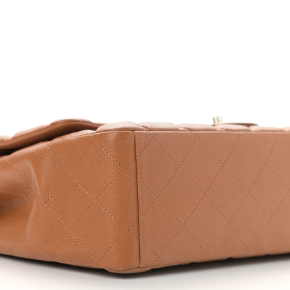 Chanel Caviar Quilted Maxi Double Flap Light Brown 9 of 15