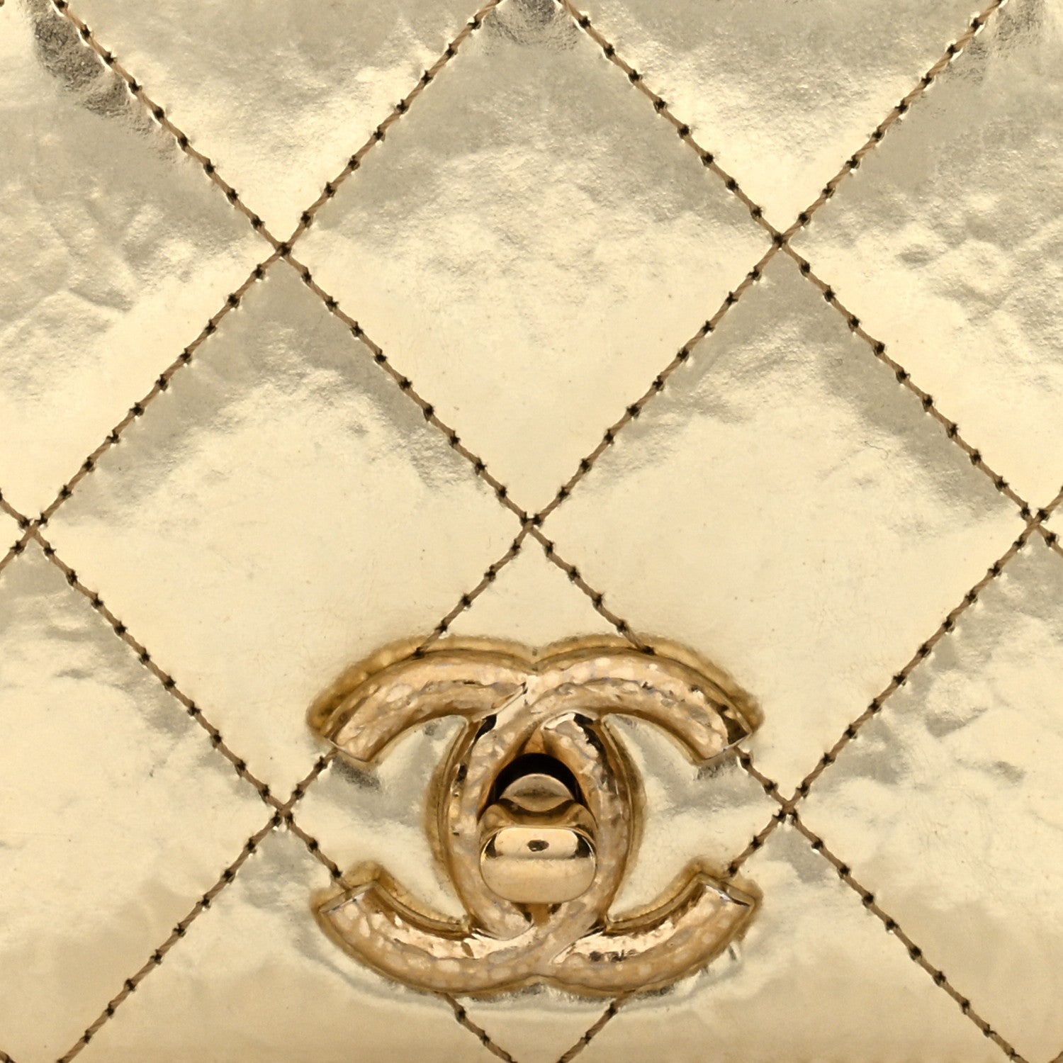 Chanel Hammered Metallic Calfskin Quilted Flap Gold 8 of 14