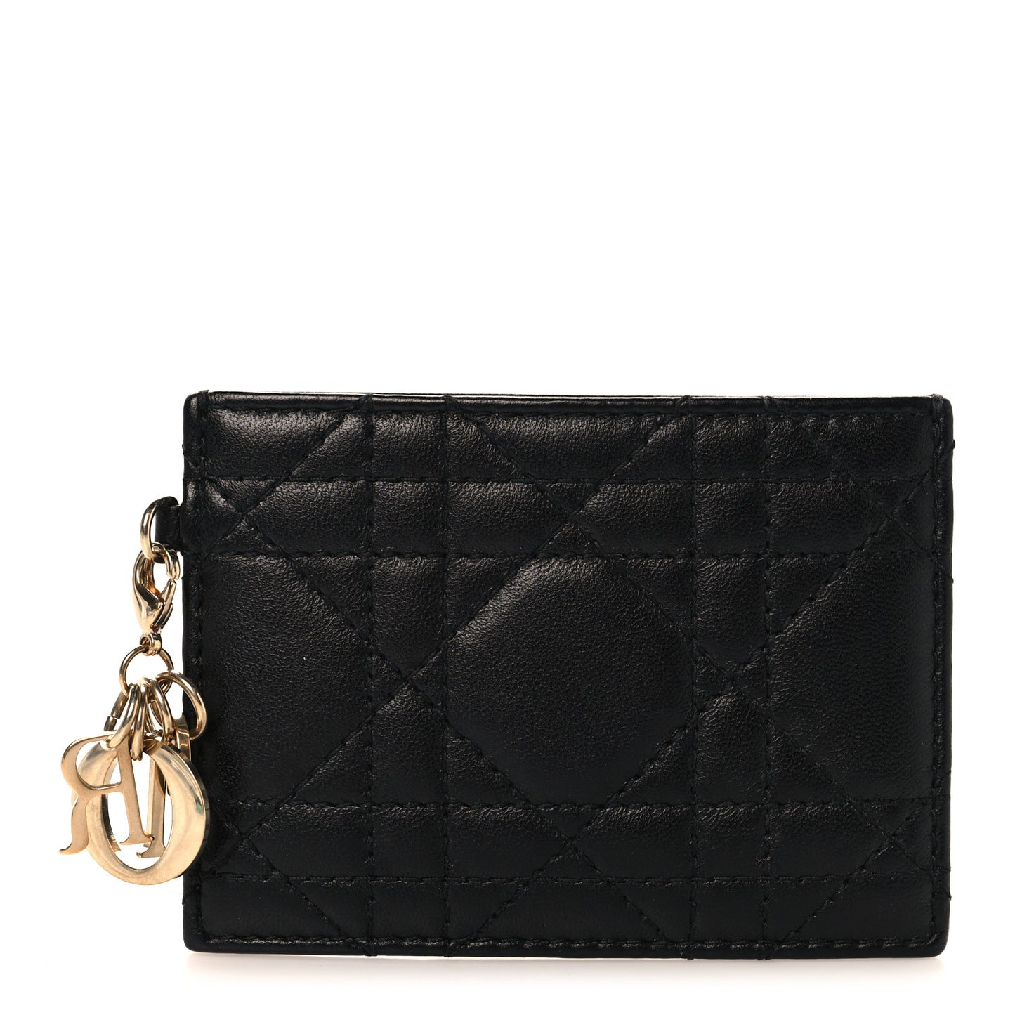 Lambskin Cannage Lady Dior Card Holder Black