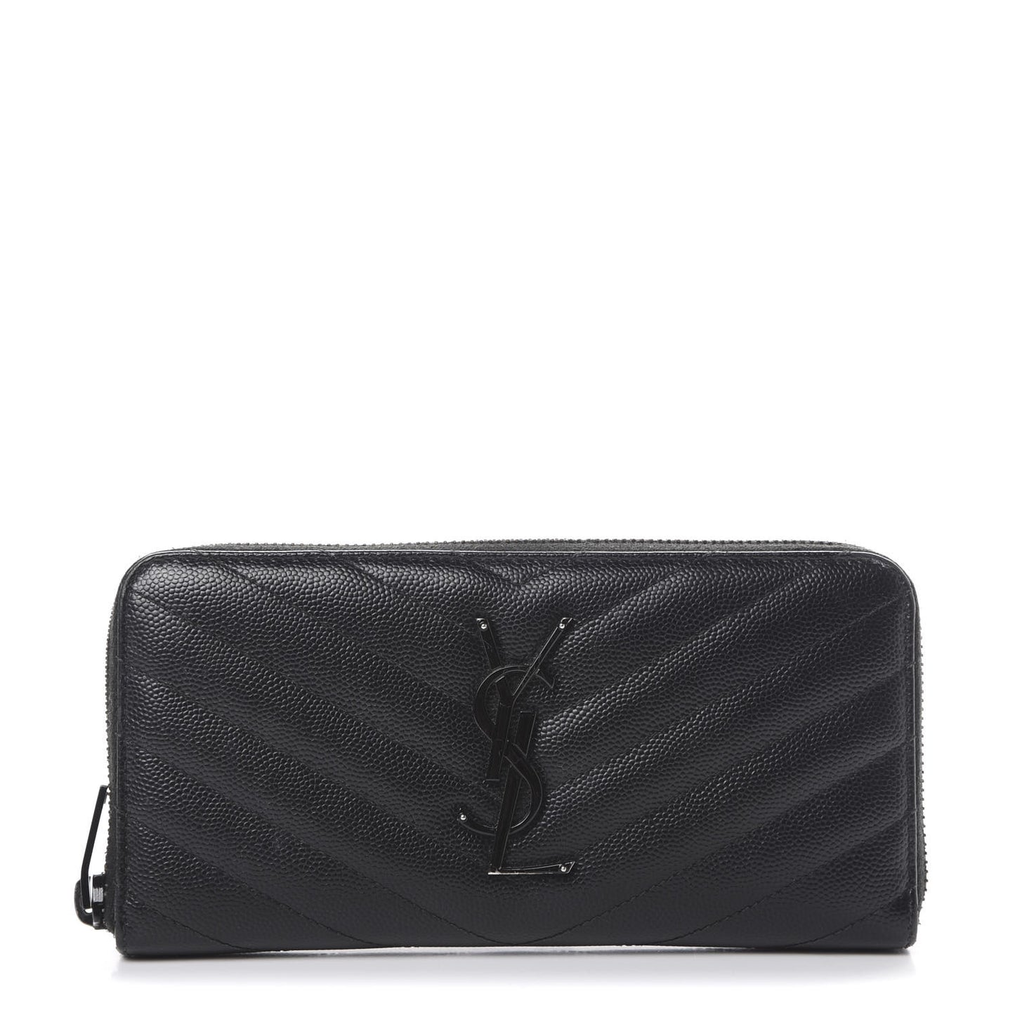 Grain De Poudre Matelasse Chevron Monogram Zip Around Wallet Black