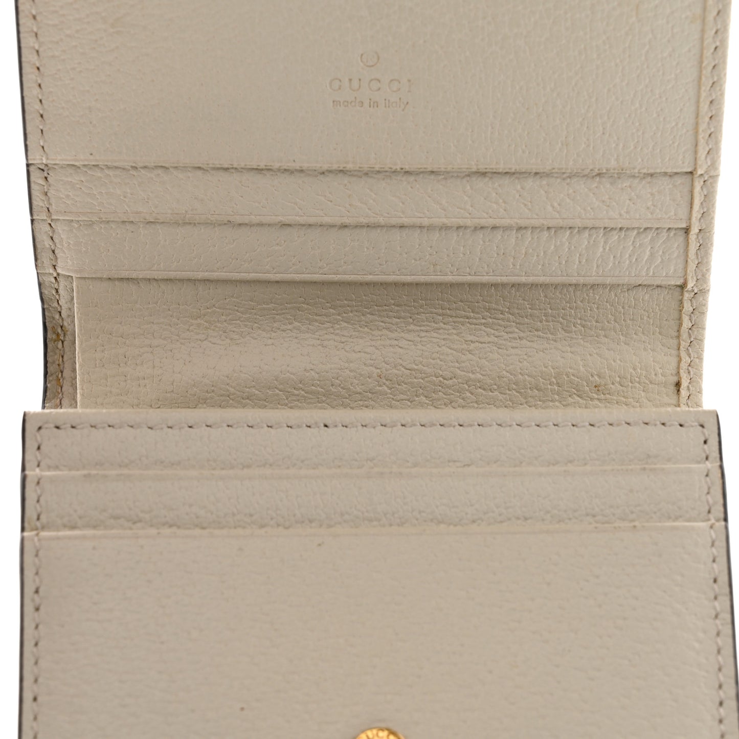 GG Supreme Monogram Web Queen Margaret Card Case Wallet Beige Mystic White