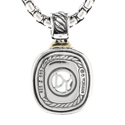 David Yurman Sterling Silver 14K Yellow Gold Blue Topaz 12mm Albion Pendant Box Chain Necklace 5 of 5