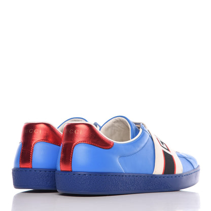 Gucci Calfskin Stripe Mens New Ace Sneakers 8.5 Bright Splash Ecru Red Flame 4 of 10