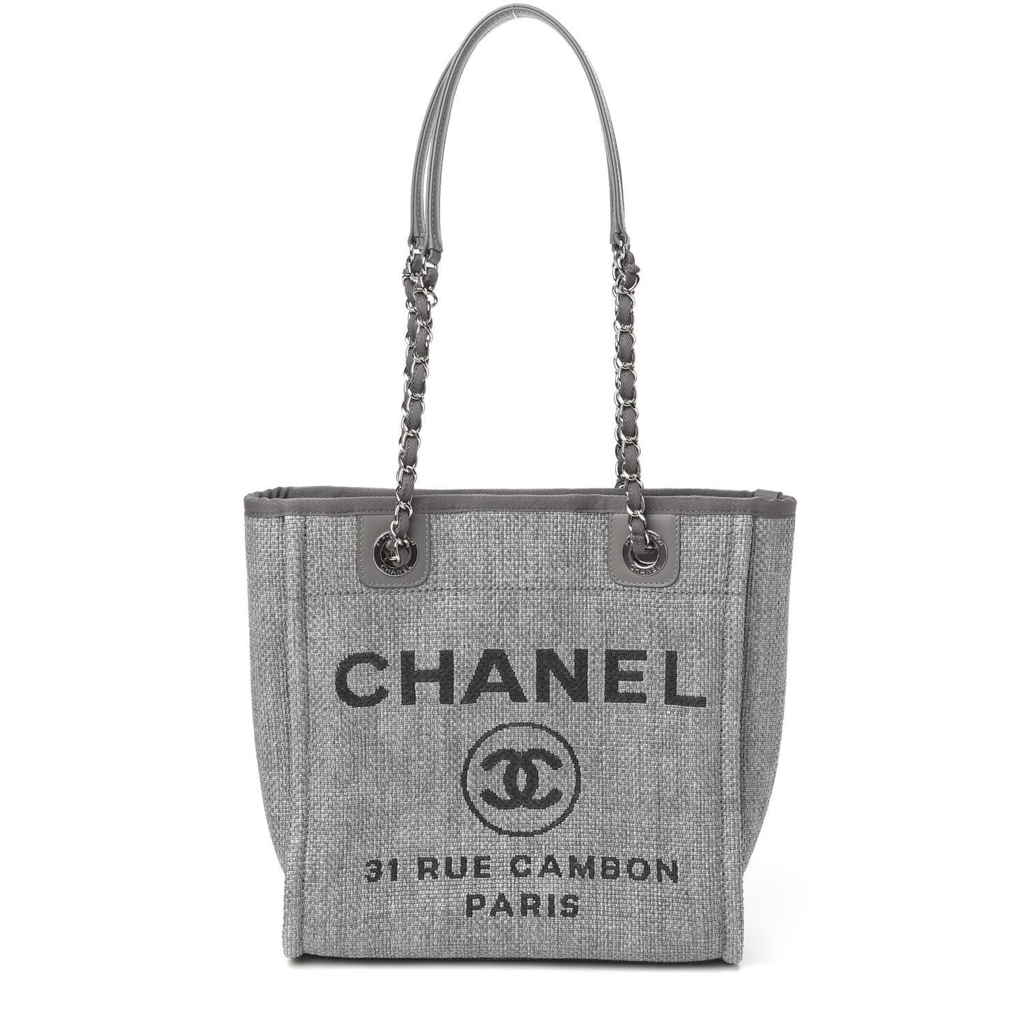 Straw Raffia Mini Deauville Tote Grey